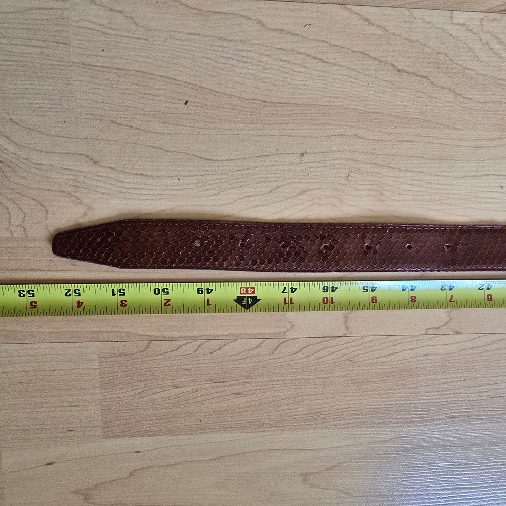 Vintage Cognac Brown Snakeskin Belt with Ornate Silver Oval Buckle Western Boho - Picture 11 of 15